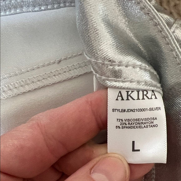 AKIRA “Born to Shine” Metallic Straight-Leg Pants – Size L - Picture 7 of 7